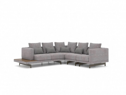  Sofa Couch L-Form Designer Grau Ecksofa Textil Luxus Wohnzimmer Einrichtung
