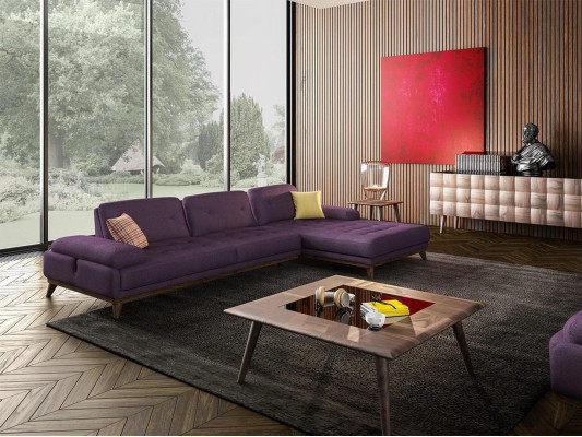 Lila Ecksofa L-Form Wohnzimmer Luxus Couchtisch Einrichtung Neu Garnitur Möbel