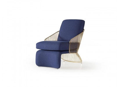 Blau Sitzmöbel Luxus Sessel Einrichtung Wohnzimmer Designer Polstermöbel
