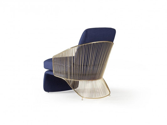 Blau Sitzmöbel Luxus Sessel Einrichtung Wohnzimmer Designer Polstermöbel