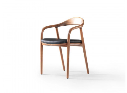 Designer Stuhl Holz Luxus Lehnstuhl Polster Stühle Esszimmer Leder