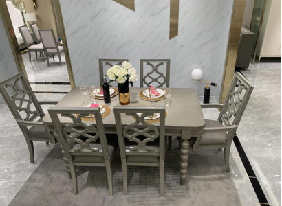 Esszimmer Garnitur Tisch Stuhl Hocker Essgarnitur Stühle Set 6tlg Antik Stil Neu