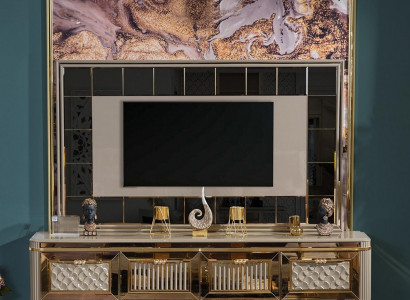Wand zum Wohnzimmer TV-Ständer TV-Ständer im luxuriösen Premium-Design aus Edelstahl