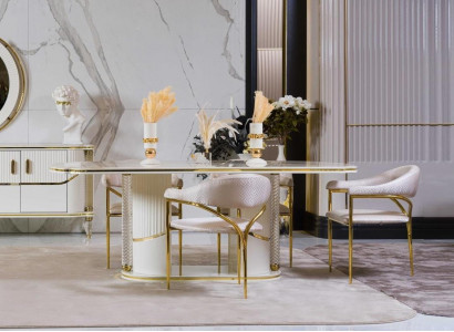 Esszimmer set Modern Esstisch + 6x Stühle Tisch Holz Polsterstuhl 7tlg. Gruppe