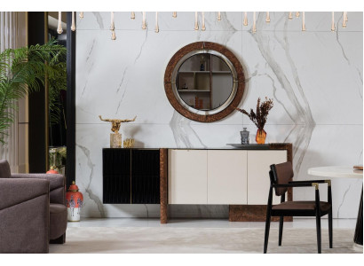 Sideboard Anrichte mit Spiegel Luxus Garnitur Kommode Holz Kommoden Klassische