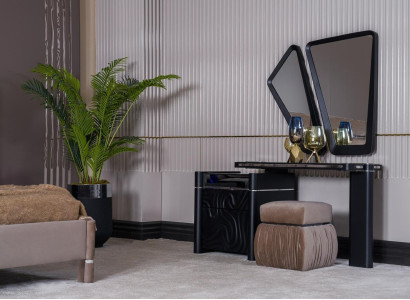 Schminktisch mit Spiegel Hocker Make Up Schlafzimmer Design Möbel Holz 2tlg.