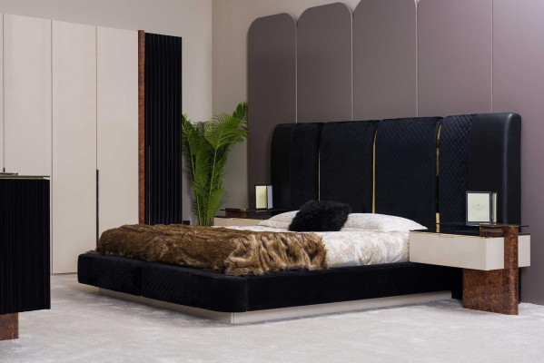 Schlafzimmer Set Bett 2x Nachttische Kleiderschrank Kommode Design Möbel