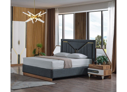 Luxus Schlafzimmer Set Bett + 2x Nachttische+Schrank Holz Komplettes Neu Modern