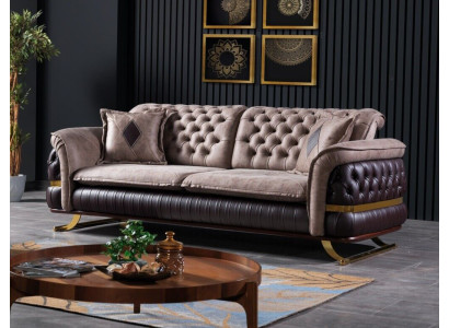Dreisitzer Design Sofa 3 Sitzer Couchen Textil Chesterfield Sofa 3er Stoff Neu