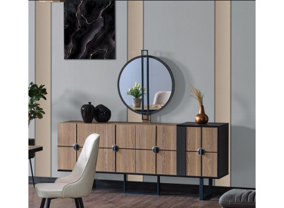 Sideboard Anrichte mit Spiegel Luxus Garnitur Kommode Holz Kommoden 193cm
