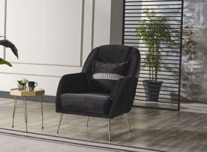 Elegantes Sofa Sessel Sofagarnitur Schwarz Relax 2tlg Wohnzimmer Möbel