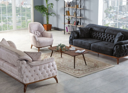 Sofagarnitur 3+3+1 Sitzer Modern Relax Sessel Chesterfield Modern Stil 3tlg Neu