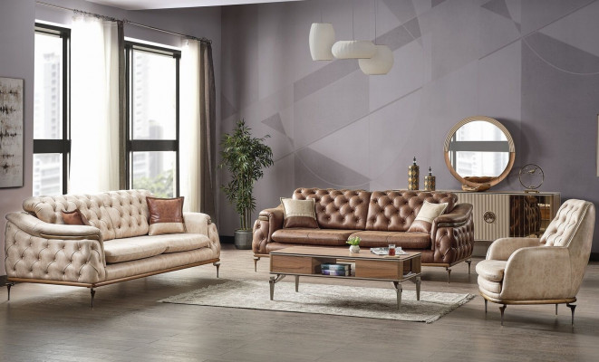 Sofagarnitur 3+3+1 Sitzer Chesterfield Modern Stil Garnitur Set 3tlg. Sofa Relax Neu
