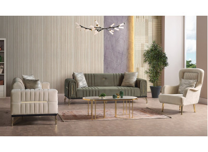 Exklusives Sofagarnitur set 3+3+1 3tlg 2x Sofa Relax Sessel Luxuriöses Set