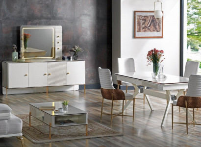 Esszimmer Set Garnitur Tisch 6x Stühle Design Modern Möbel Luxus Sideboard