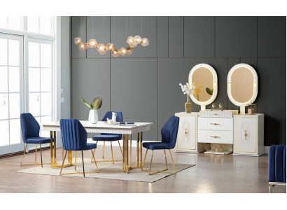 Luxuriöse Esszimmer Set Esstisch + 6x Stühle + Sideboard Essgruppen Neu 8 tlg