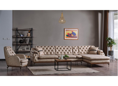 Luxus Wohnzimmer Set Sessel Ecksofa L Form Modern Set Chesterfield Komplett