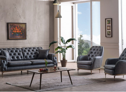 Stilvolles Chesterfield Wohnzimmer Set Sofagarnitur 3+1+1 sitzer Couch