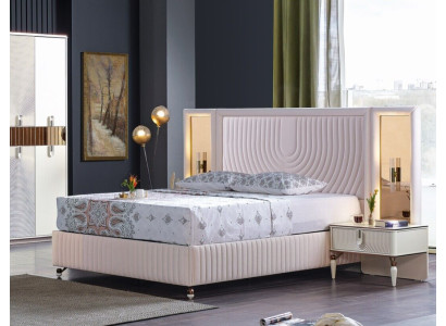 Luxus Schlafzimmer Set Bett + 2x Nachttische Holz Komplettes Modern