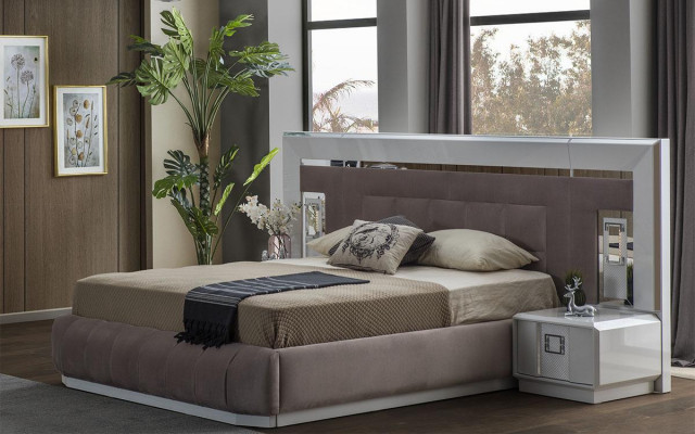 Schlafzimmer Komplett Set Bett 2x Nachttisch Kleiderschrank Neu Design 4 tlg.
