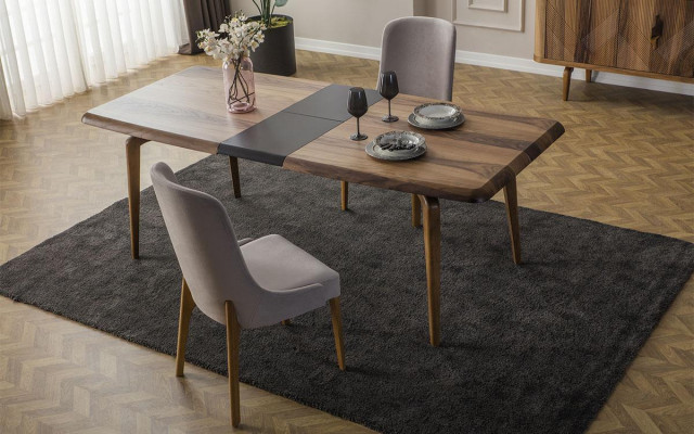 Esstisch + 6 Stühle + Sideboard + Spiegel Esszimmer Set Essgruppe Gruppentisch