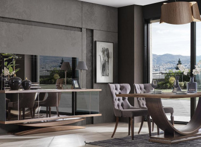 Esszimmer Set 6x Stühle Esstisch Sideboard Spiegel Set Esszimmer Designer Neu