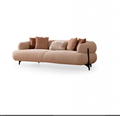 Sofagarnitur 3+3+1 Sitzer Textil Holz Sofa 3 Sitzer Modern Sessel Neu Komplett Set