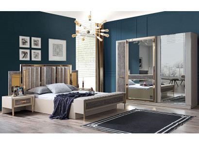 Luxus Bett Nachttisch Kleiderschrank 4tlg Schlafzimmer Set Modern Neu