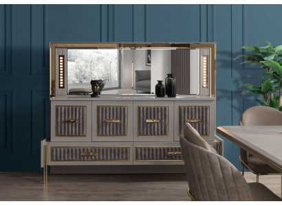 Sideboard Kommode Anrichte Spiegel Holz Beige Möbel Design Anrichten