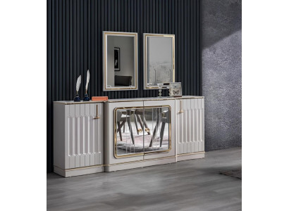 Modernes Sideboard mit 2x Spiegeln Designer Luxus Wohnzimmer Möbel Kommode