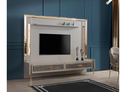 Designer TV Wand Luxus Möbel in wohnzimmer Beige farbe Modern rtv Fernseher Wand