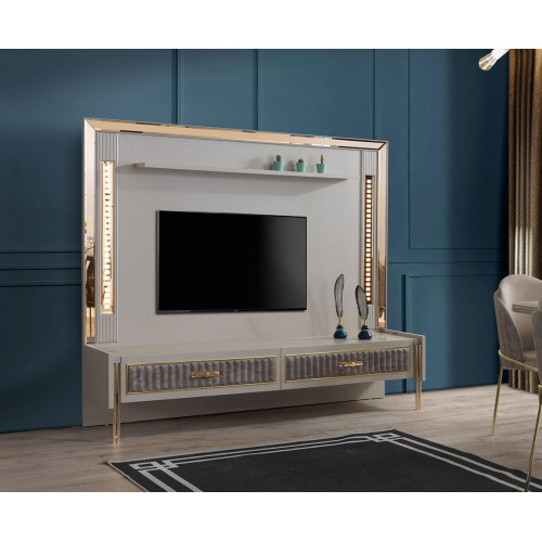 Designer TV Wand Luxus Möbel in wohnzimmer Beige farbe Modern rtv Fernseher Wand