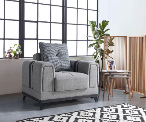 Design Sitzer Luxus Sessel Relax Textil Grau Sessel Lounge Club Moderner Luxus