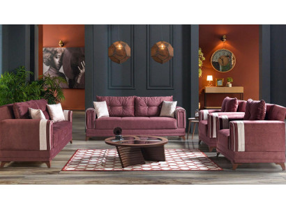 Designer Sofagarnitur 3+2+1+1 Sitzer Couch Polster Sitzgarnitur Set Rosa Relax