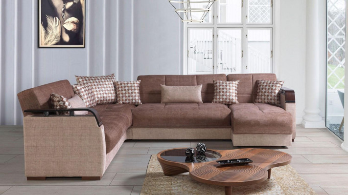 Ecksofa Wohnlandschaft Braun L-Form Sofa Wohnzimmer Ecksofas Luxus Eckgarnitur