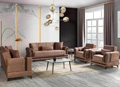 Sofagarnitur 3+2+1+1 Sitzer Wohnzimmer Set Textil Sofa Sessel Schlafsofa