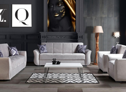 Sofagarnitur 3+2+1+1 Bettfunktion Set Komplett Textil Sofa Sessel Schlafsofa