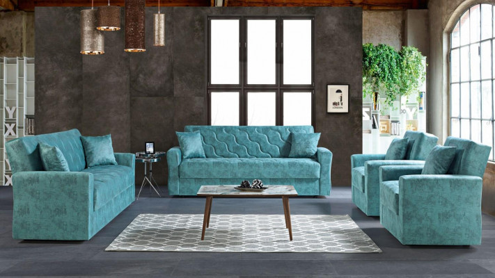 Sofagarnitur 3+2+1+1 Sitzer Textil Holz Sofa 3 Sitzer Modern Neu Sessel Komplett Set