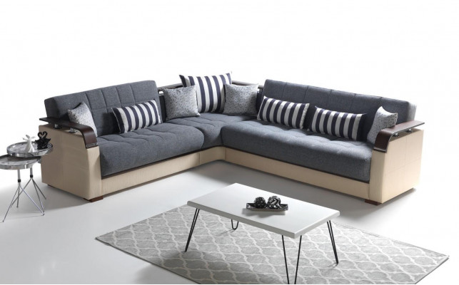 Grau Wohnzimmer Ecksofa L-Form Modern Luxus Sofa Corner Sofa Eckgarnitur