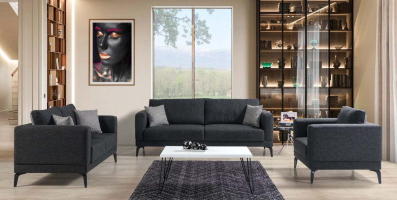 Sofagarnitur 3+2+1 Sitzer Textil Modern Komplett Sessel Sofa Luxus Möbel