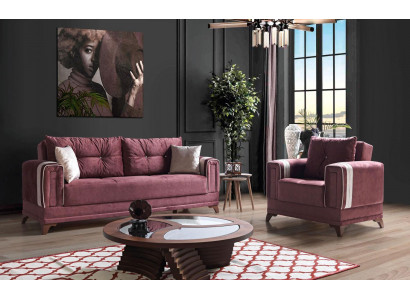 Sofagarnitur 3+1 Sitzer Textil Holz Sofa 3 Sitzer Modern Sessel Komplett Set eu
