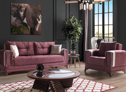 Sofagarnitur 3+1 Sitzer Textil Holz Sofa 3 Sitzer Modern Sessel Komplett Set eu