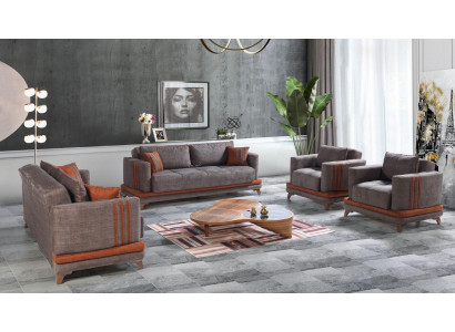 Design Modernes Wohnzimmer Set Sofagarnitur 3+2+1+1 Grau Wohnzimmer Möbelset