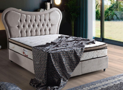 Bett Design Betten Luxus Beige Polster Schlafzimmer Möbel Chesterfield 160x200