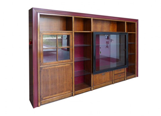 Einbau Schrank Regal Vitrine xxl Schränke Wohnwand Glasschrank Anbau Wand Holz