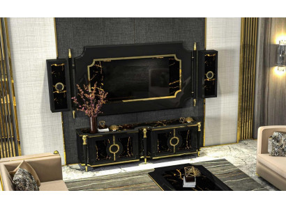 Klassische Schrankwand Gothik Stil Wohnwand Fernseher Paneel rtv sideboard