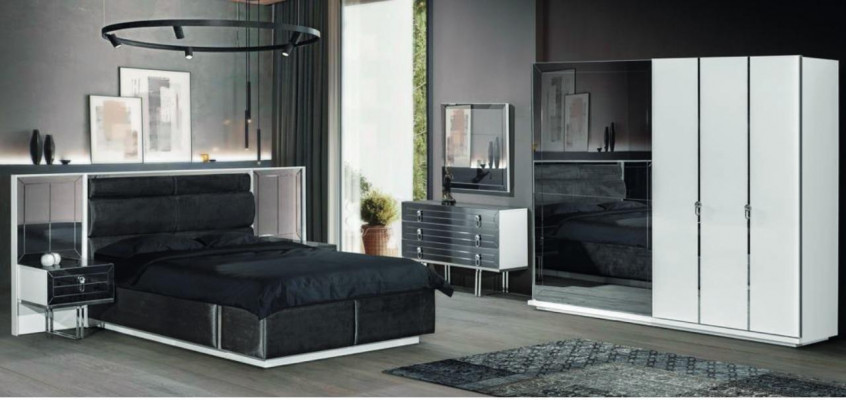 Design Schlafzimmer Set 6 tlg. luxuriös Schrank Bett Nachttisch Kommode