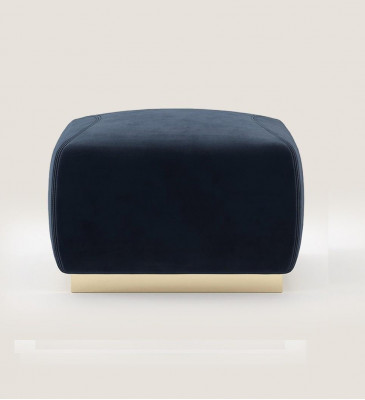 Designer Luxus Blauer Hocker Mit Edelstahlrand Polster Textil Möbel Neu