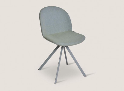 Grauer Polster Eszimmerstuhl Designer Einsitzer mit Edelstahlfüßen Neu