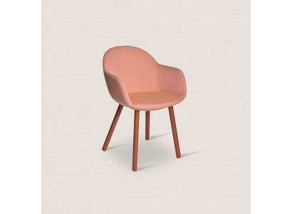 Hell Oranger Polsterstuhl mit Holzfüßen Designer Stühle Esszimmer Möbel